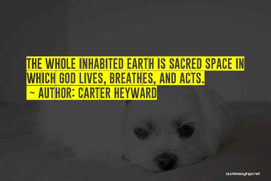 Carter Heyward Quotes: The Whole Inhabited Earth Is Sacred Space In Which God Lives, Breathes, And Acts.