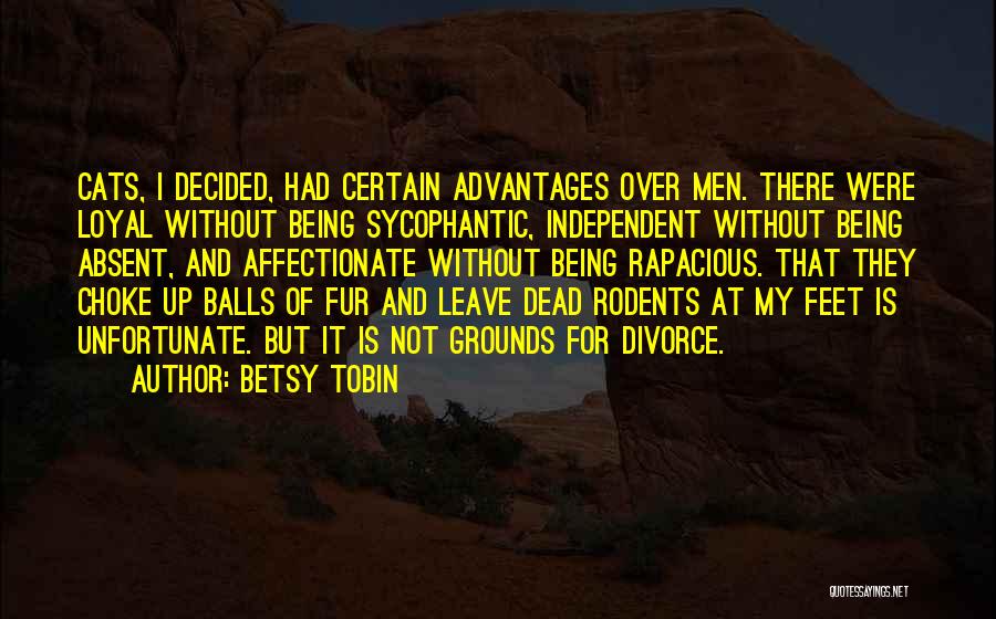 Betsy Tobin Quotes: Cats, I Decided, Had Certain Advantages Over Men. There Were Loyal Without Being Sycophantic, Independent Without Being Absent, And Affectionate