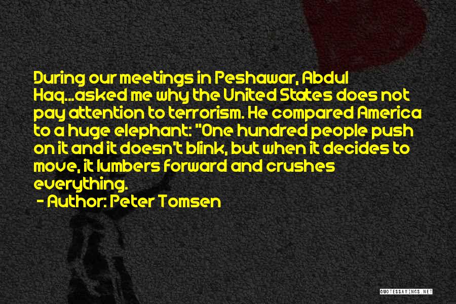 Peter Tomsen Quotes: During Our Meetings In Peshawar, Abdul Haq...asked Me Why The United States Does Not Pay Attention To Terrorism. He Compared