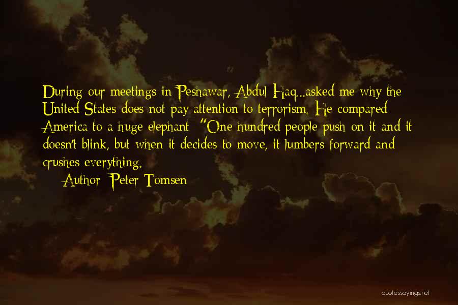 Peter Tomsen Quotes: During Our Meetings In Peshawar, Abdul Haq...asked Me Why The United States Does Not Pay Attention To Terrorism. He Compared