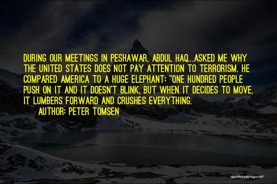 Peter Tomsen Quotes: During Our Meetings In Peshawar, Abdul Haq...asked Me Why The United States Does Not Pay Attention To Terrorism. He Compared