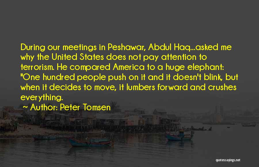 Peter Tomsen Quotes: During Our Meetings In Peshawar, Abdul Haq...asked Me Why The United States Does Not Pay Attention To Terrorism. He Compared