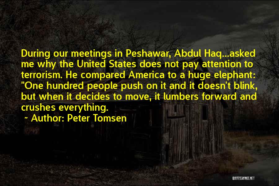 Peter Tomsen Quotes: During Our Meetings In Peshawar, Abdul Haq...asked Me Why The United States Does Not Pay Attention To Terrorism. He Compared