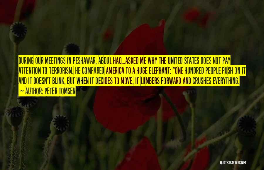 Peter Tomsen Quotes: During Our Meetings In Peshawar, Abdul Haq...asked Me Why The United States Does Not Pay Attention To Terrorism. He Compared