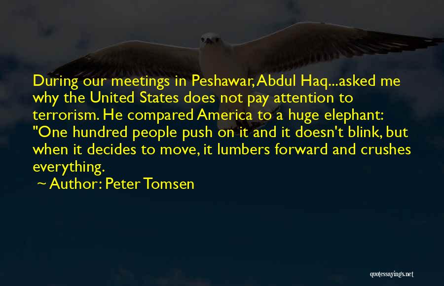 Peter Tomsen Quotes: During Our Meetings In Peshawar, Abdul Haq...asked Me Why The United States Does Not Pay Attention To Terrorism. He Compared