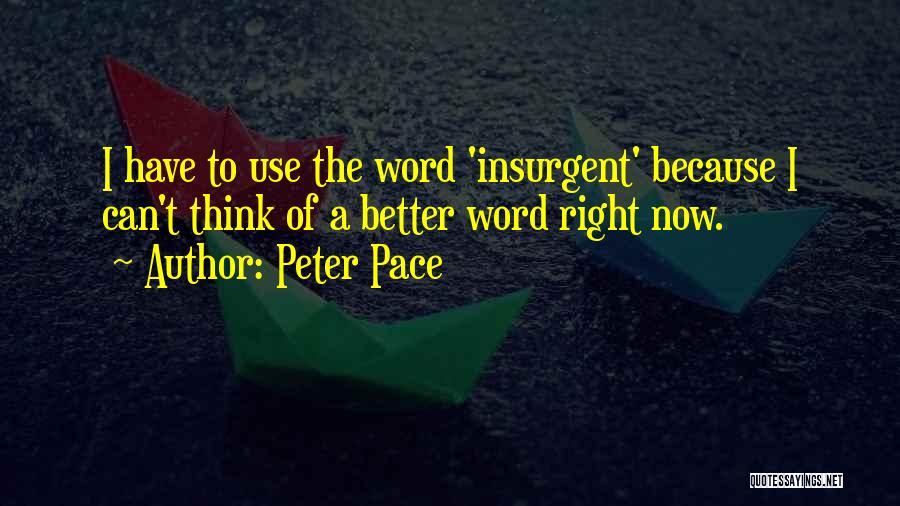 Peter Pace Quotes: I Have To Use The Word 'insurgent' Because I Can't Think Of A Better Word Right Now.