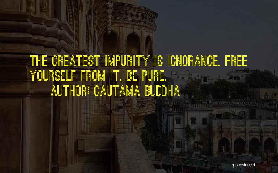 Gautama Buddha Quotes: The Greatest Impurity Is Ignorance. Free Yourself From It. Be Pure.