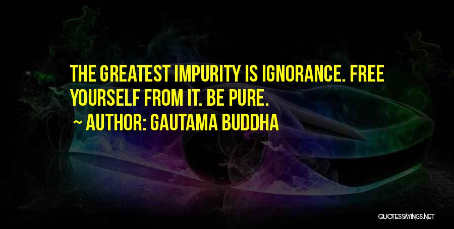 Gautama Buddha Quotes: The Greatest Impurity Is Ignorance. Free Yourself From It. Be Pure.