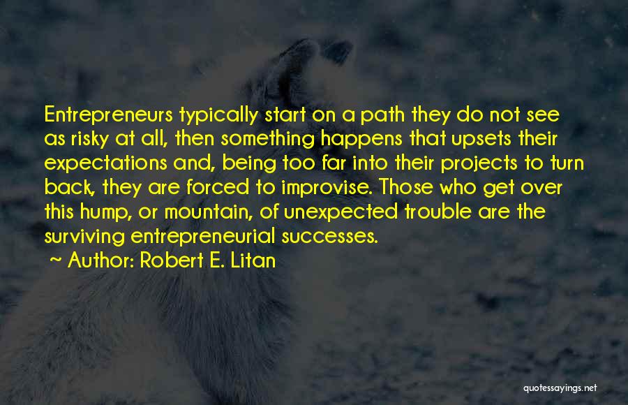 Robert E. Litan Quotes: Entrepreneurs Typically Start On A Path They Do Not See As Risky At All, Then Something Happens That Upsets Their