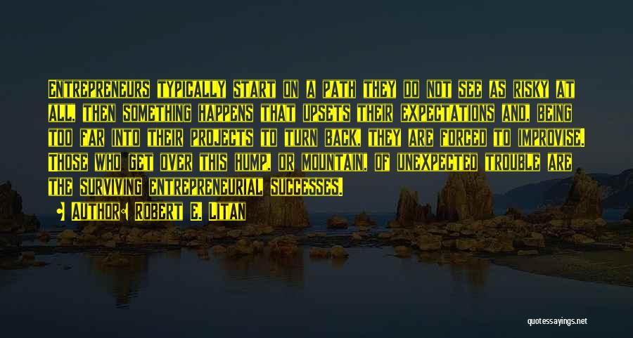 Robert E. Litan Quotes: Entrepreneurs Typically Start On A Path They Do Not See As Risky At All, Then Something Happens That Upsets Their