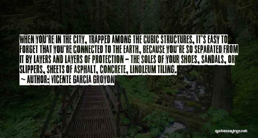 Vicente Garcia Groyon Quotes: When You're In The City, Trapped Among The Cubic Structures, It's Easy To Forget That You're Connected To The Earth,