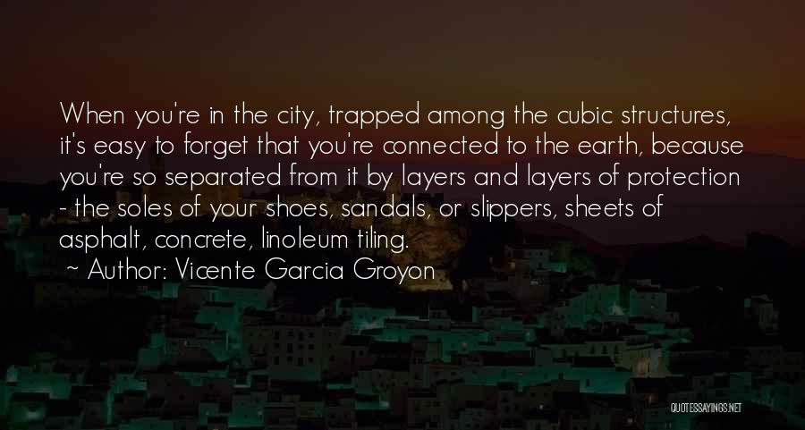 Vicente Garcia Groyon Quotes: When You're In The City, Trapped Among The Cubic Structures, It's Easy To Forget That You're Connected To The Earth,