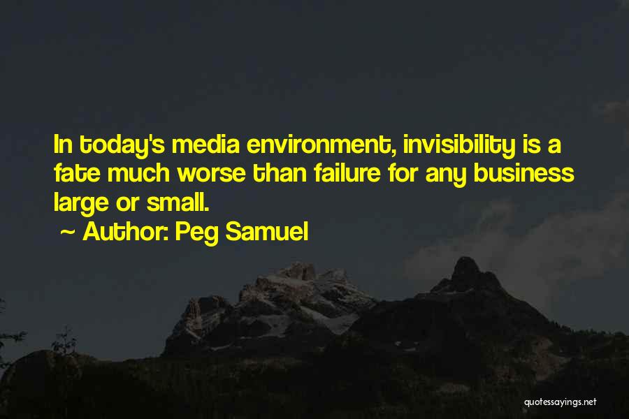 Peg Samuel Quotes: In Today's Media Environment, Invisibility Is A Fate Much Worse Than Failure For Any Business Large Or Small.