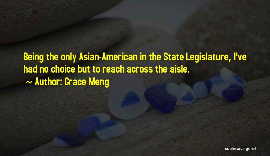 Grace Meng Quotes: Being The Only Asian-american In The State Legislature, I've Had No Choice But To Reach Across The Aisle.