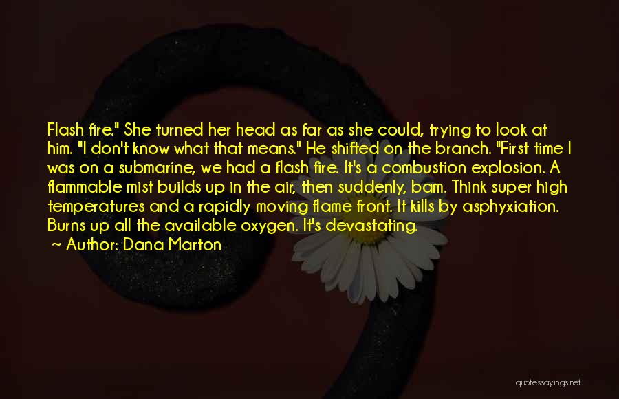 Dana Marton Quotes: Flash Fire. She Turned Her Head As Far As She Could, Trying To Look At Him. I Don't Know What