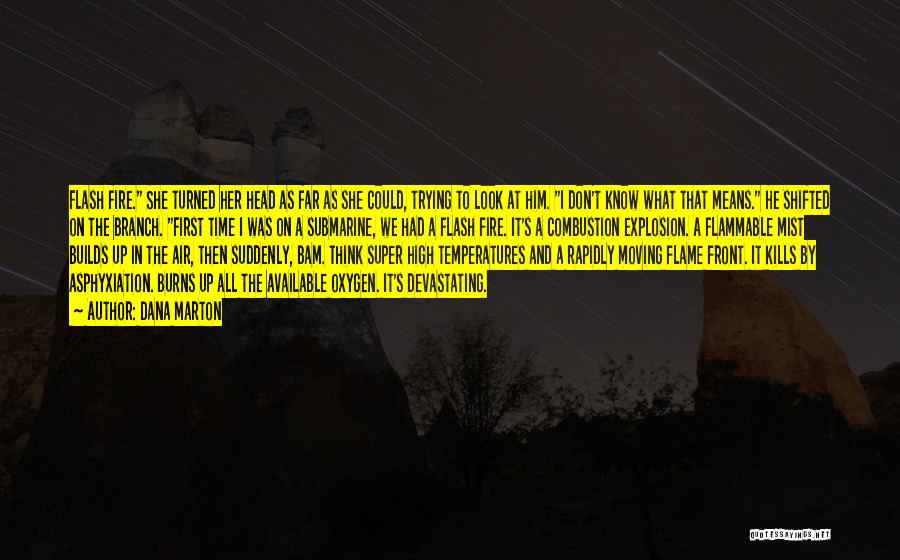 Dana Marton Quotes: Flash Fire. She Turned Her Head As Far As She Could, Trying To Look At Him. I Don't Know What