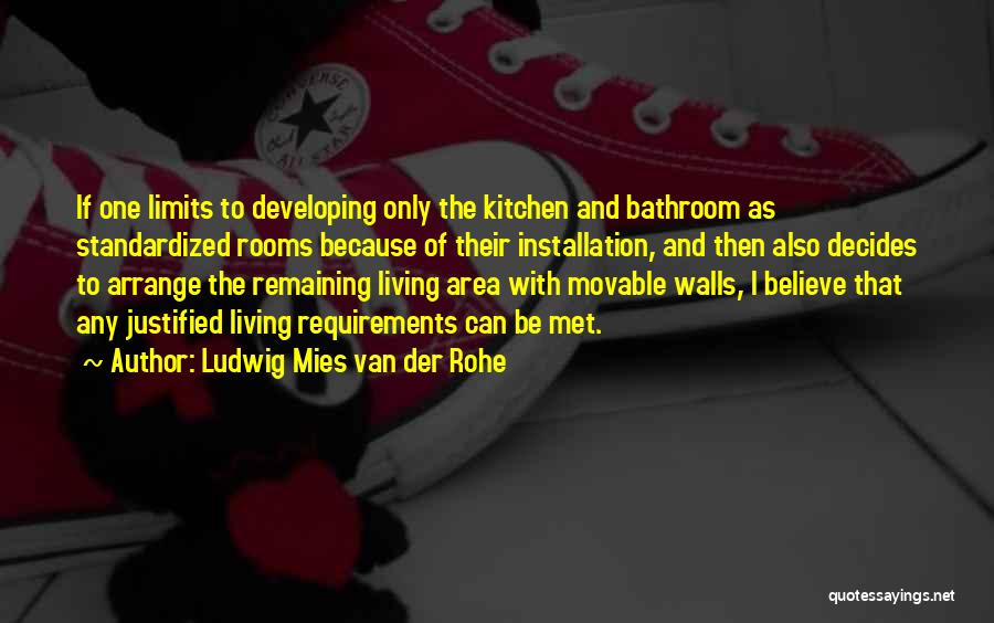Ludwig Mies Van Der Rohe Quotes: If One Limits To Developing Only The Kitchen And Bathroom As Standardized Rooms Because Of Their Installation, And Then Also