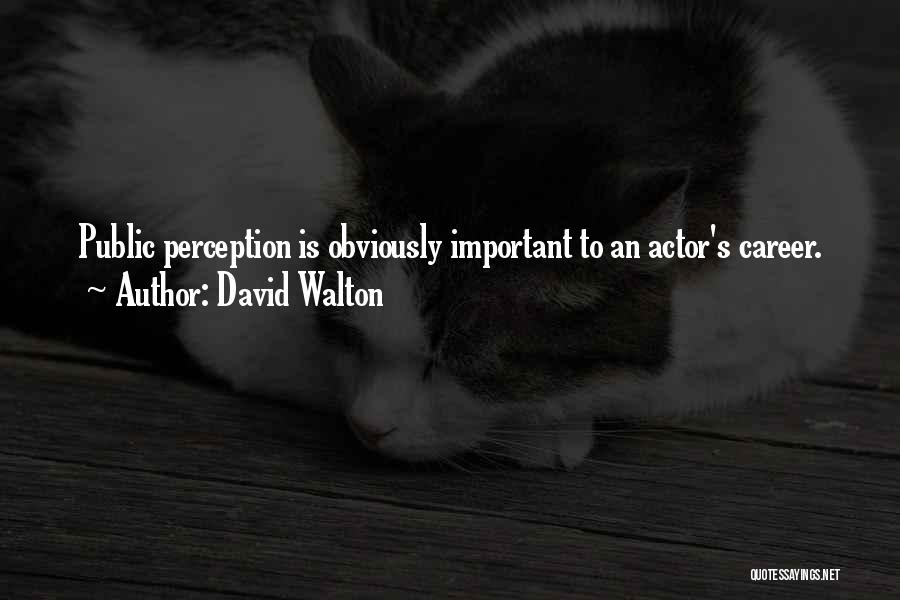 David Walton Quotes: Public Perception Is Obviously Important To An Actor's Career.