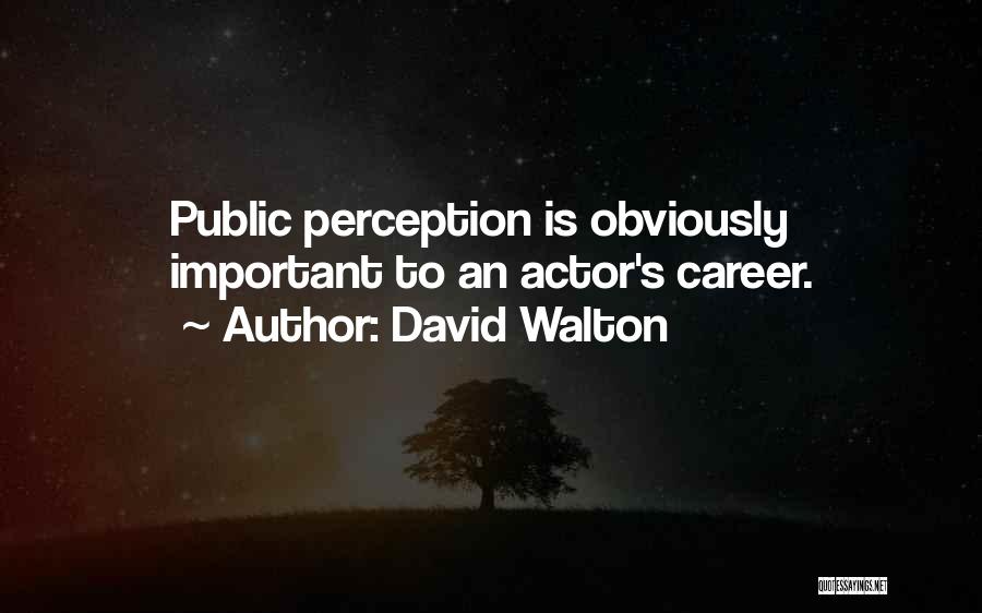 David Walton Quotes: Public Perception Is Obviously Important To An Actor's Career.