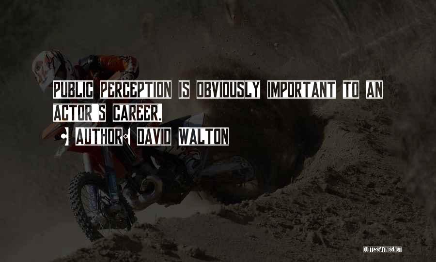 David Walton Quotes: Public Perception Is Obviously Important To An Actor's Career.