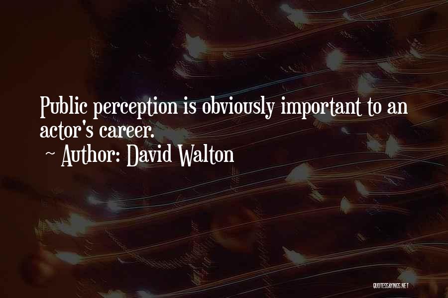 David Walton Quotes: Public Perception Is Obviously Important To An Actor's Career.