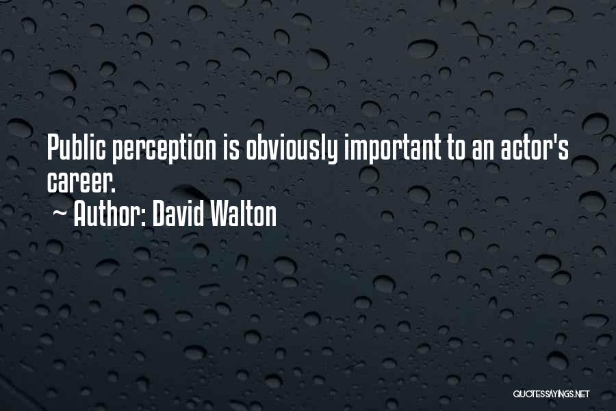 David Walton Quotes: Public Perception Is Obviously Important To An Actor's Career.