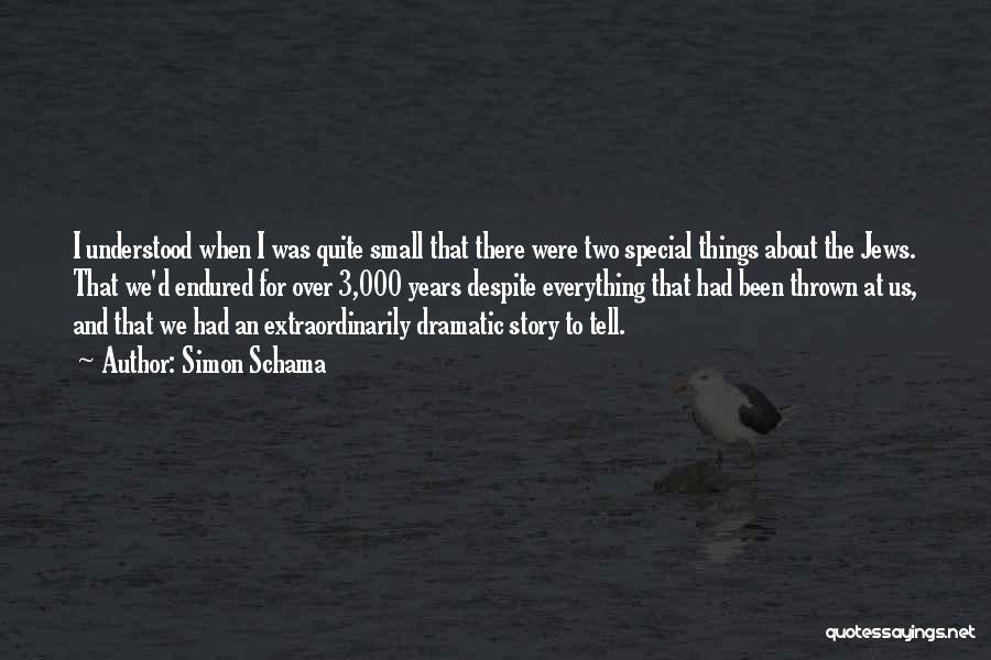 Simon Schama Quotes: I Understood When I Was Quite Small That There Were Two Special Things About The Jews. That We'd Endured For