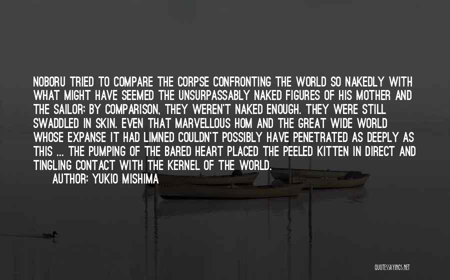 Yukio Mishima Quotes: Noboru Tried To Compare The Corpse Confronting The World So Nakedly With What Might Have Seemed The Unsurpassably Naked Figures