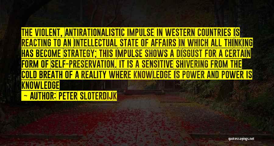 Peter Sloterdijk Quotes: The Violent, Antirationalistic Impulse In Western Countries Is Reacting To An Intellectual State Of Affairs In Which All Thinking Has
