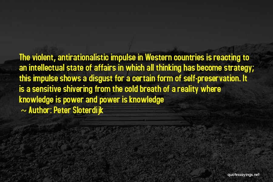 Peter Sloterdijk Quotes: The Violent, Antirationalistic Impulse In Western Countries Is Reacting To An Intellectual State Of Affairs In Which All Thinking Has