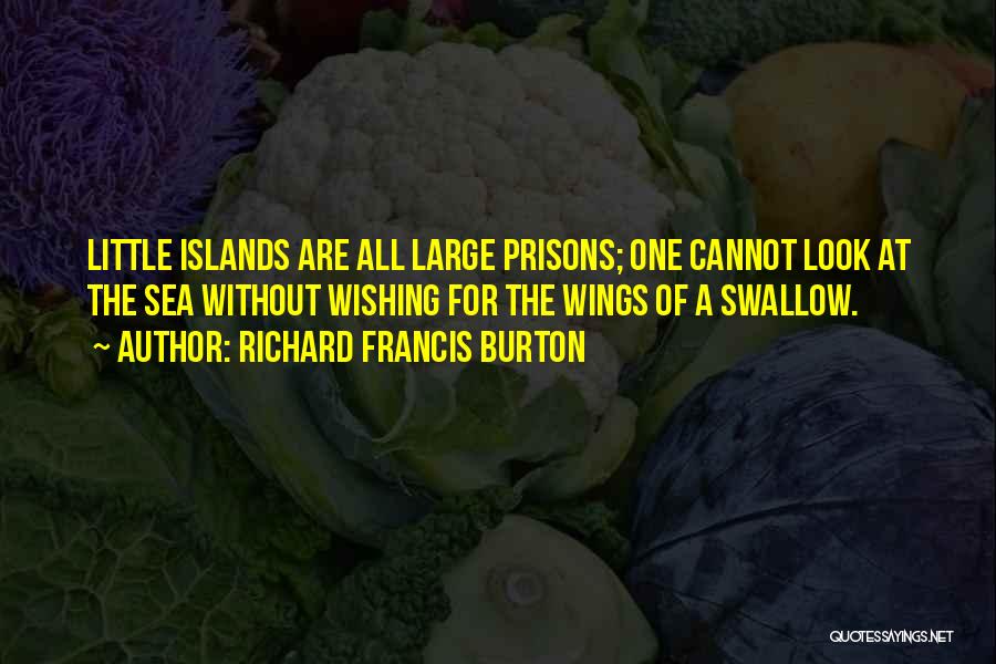 Richard Francis Burton Quotes: Little Islands Are All Large Prisons; One Cannot Look At The Sea Without Wishing For The Wings Of A Swallow.