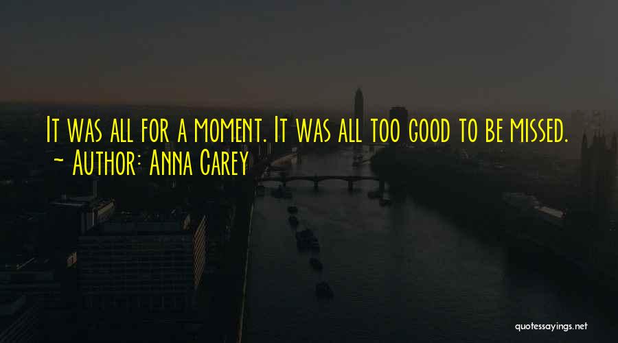 Anna Carey Quotes: It Was All For A Moment. It Was All Too Good To Be Missed.
