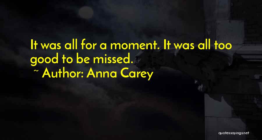 Anna Carey Quotes: It Was All For A Moment. It Was All Too Good To Be Missed.