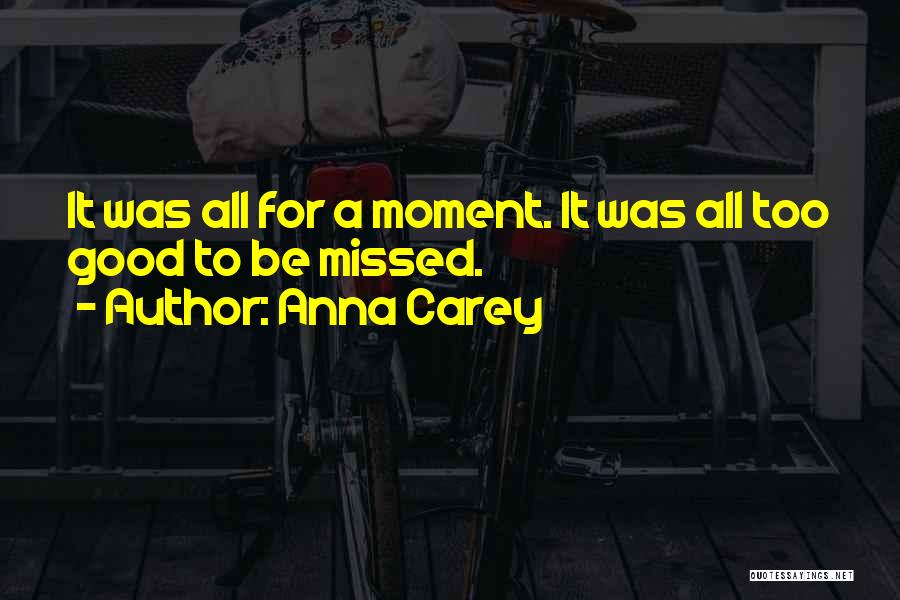 Anna Carey Quotes: It Was All For A Moment. It Was All Too Good To Be Missed.