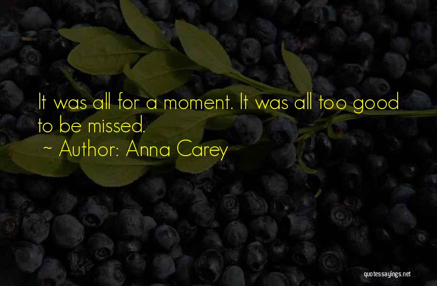 Anna Carey Quotes: It Was All For A Moment. It Was All Too Good To Be Missed.