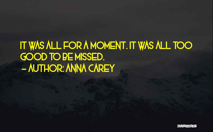 Anna Carey Quotes: It Was All For A Moment. It Was All Too Good To Be Missed.