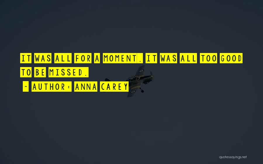 Anna Carey Quotes: It Was All For A Moment. It Was All Too Good To Be Missed.