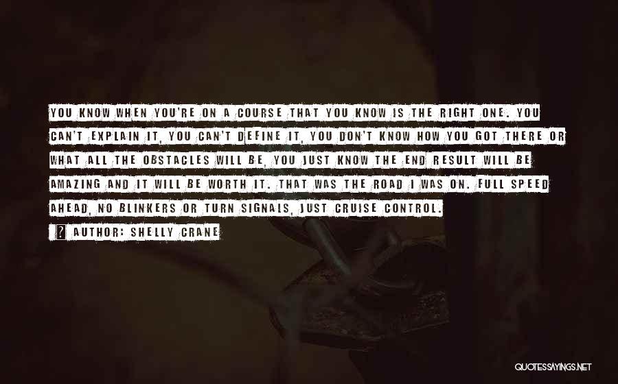 Shelly Crane Quotes: You Know When You're On A Course That You Know Is The Right One. You Can't Explain It, You Can't