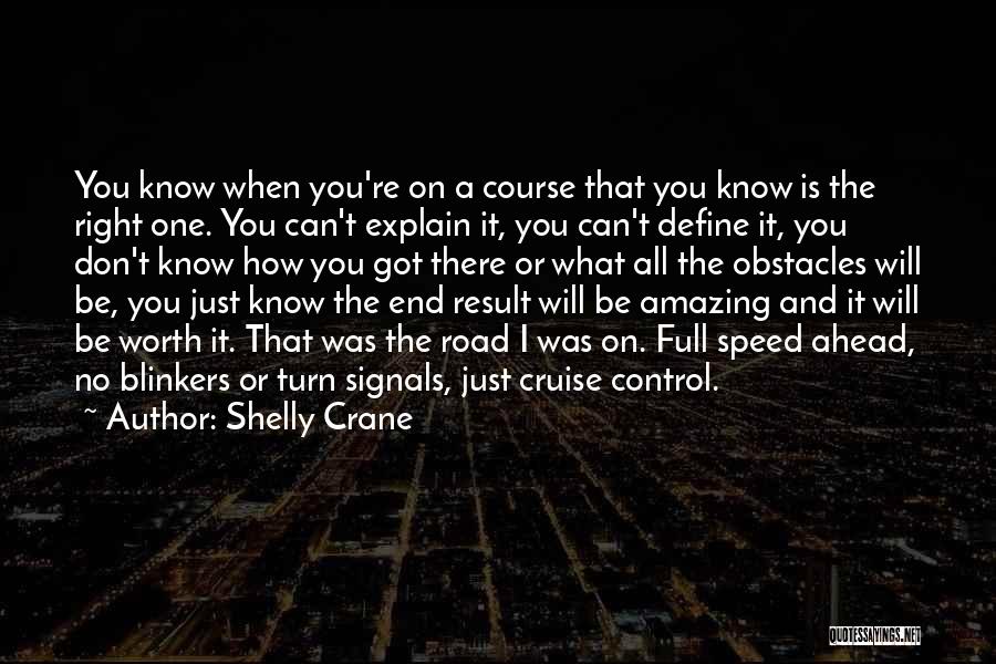 Shelly Crane Quotes: You Know When You're On A Course That You Know Is The Right One. You Can't Explain It, You Can't