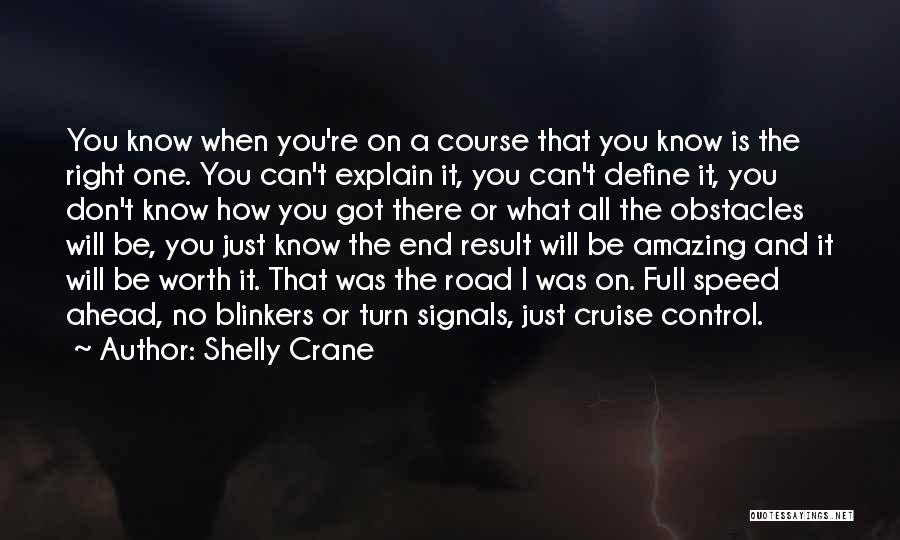 Shelly Crane Quotes: You Know When You're On A Course That You Know Is The Right One. You Can't Explain It, You Can't