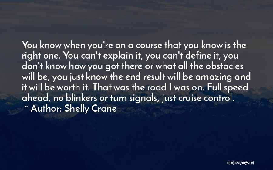 Shelly Crane Quotes: You Know When You're On A Course That You Know Is The Right One. You Can't Explain It, You Can't