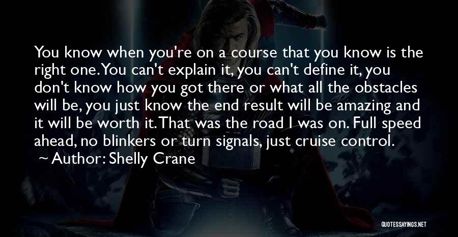 Shelly Crane Quotes: You Know When You're On A Course That You Know Is The Right One. You Can't Explain It, You Can't