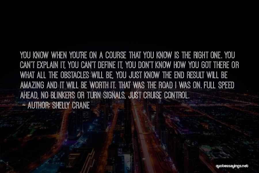 Shelly Crane Quotes: You Know When You're On A Course That You Know Is The Right One. You Can't Explain It, You Can't