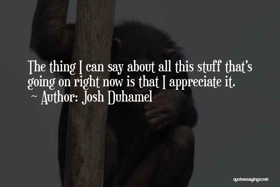 Josh Duhamel Quotes: The Thing I Can Say About All This Stuff That's Going On Right Now Is That I Appreciate It.