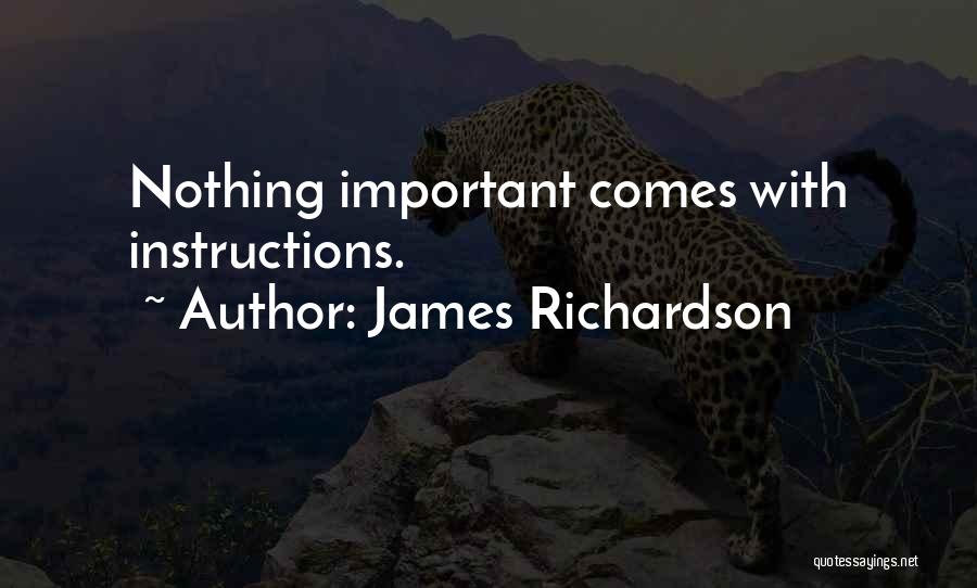 James Richardson Quotes: Nothing Important Comes With Instructions.