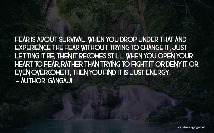 Gangaji Quotes: Fear Is About Survival. When You Drop Under That And Experience The Fear Without Trying To Change It, Just Letting