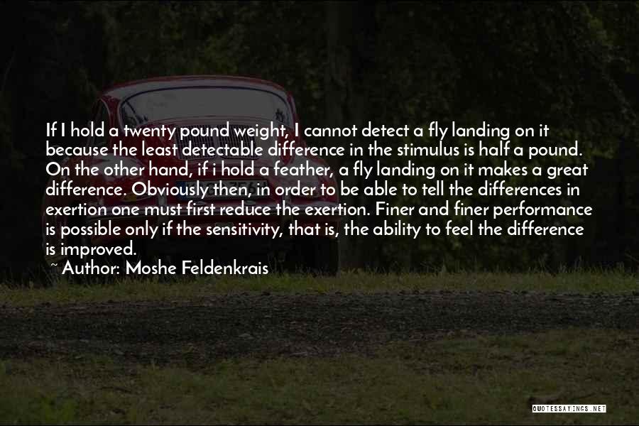 Moshe Feldenkrais Quotes: If I Hold A Twenty Pound Weight, I Cannot Detect A Fly Landing On It Because The Least Detectable Difference