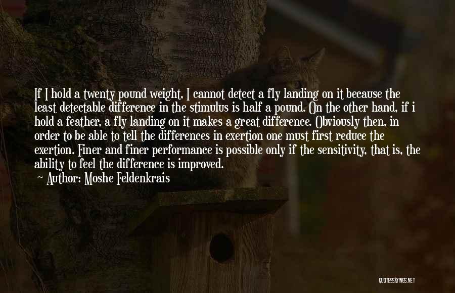 Moshe Feldenkrais Quotes: If I Hold A Twenty Pound Weight, I Cannot Detect A Fly Landing On It Because The Least Detectable Difference