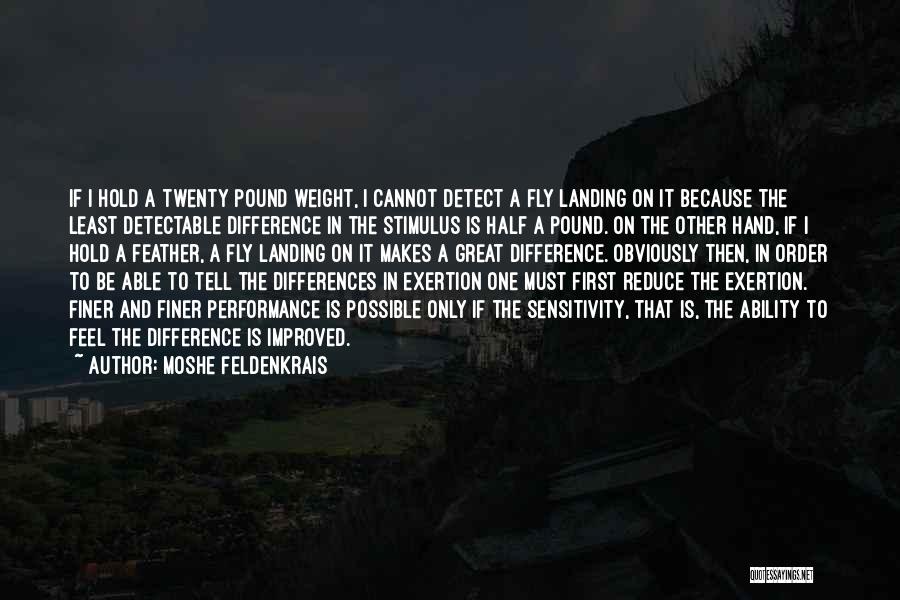 Moshe Feldenkrais Quotes: If I Hold A Twenty Pound Weight, I Cannot Detect A Fly Landing On It Because The Least Detectable Difference