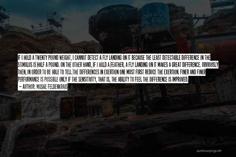 Moshe Feldenkrais Quotes: If I Hold A Twenty Pound Weight, I Cannot Detect A Fly Landing On It Because The Least Detectable Difference